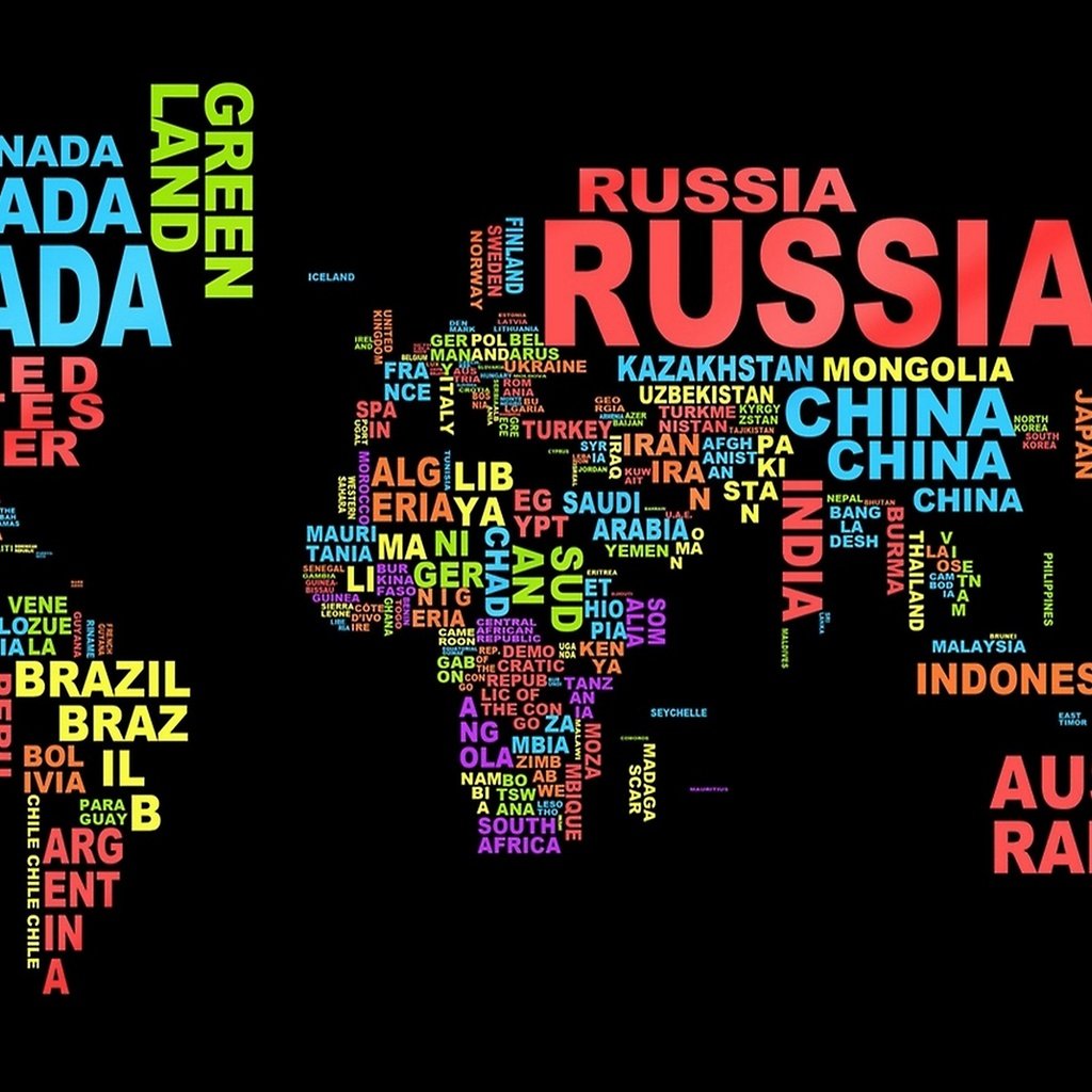 Обои карта мира из букв, world map made of letters разрешение 2560x1600 Загрузить