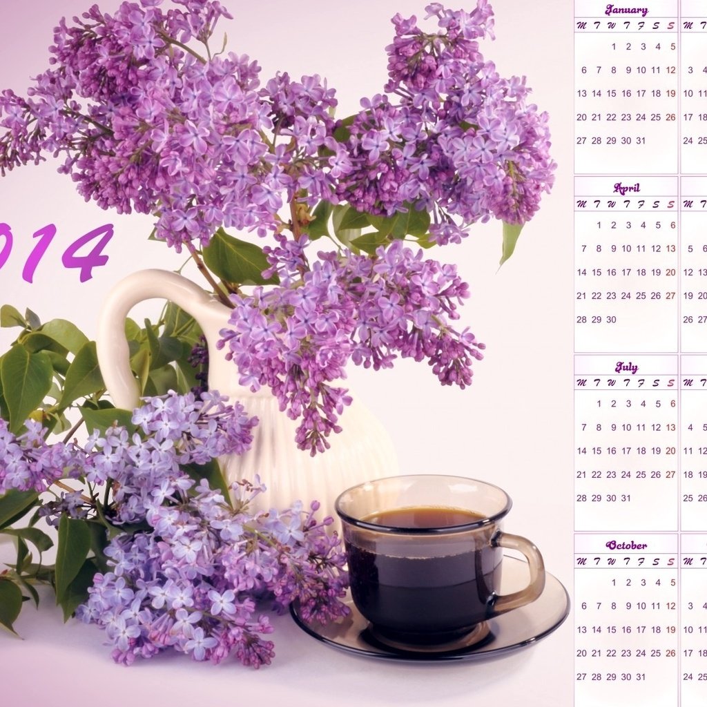 Обои сирень, календарь, 2014 год, lilac, calendar, 2014 разрешение 1920x1200 Загрузить