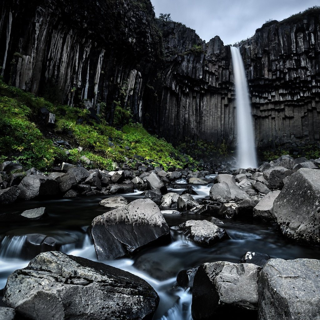 Обои водопад, исландия, чёрный водопад, свартифосс, waterfall, iceland, black waterfall, svartifoss разрешение 2560x1600 Загрузить