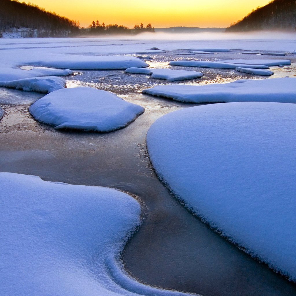 Обои река, снег, зима, river, snow, winter разрешение 1920x1080 Загрузить