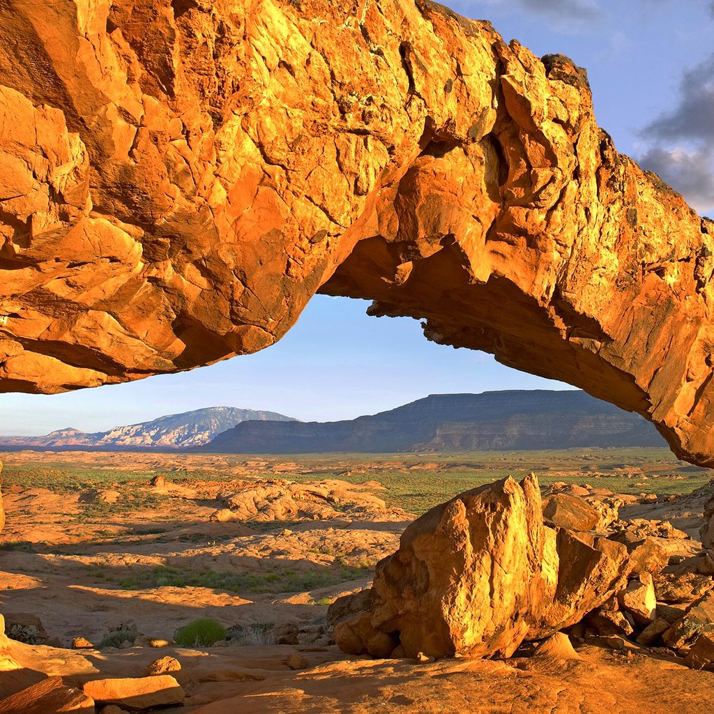 Обои небо, горы, камни, скала, каньон, арка, grand staircase-escalante national monument, великая лестница-эскаланте национальный памятник, the sky, mountains, stones, rock, canyon, arch разрешение 1920x1080 Загрузить