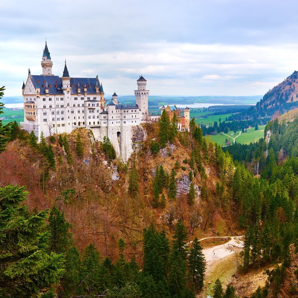 Обои скала, германия, бавария, замок нойшванштайн, rock, germany, bayern, neuschwanstein castle разрешение 3840x2345 Загрузить