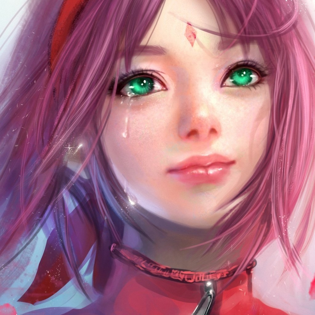 Обои девушка, слеза, розовые волосы, girl, tear, pink hair разрешение 1920x1416 Загрузить