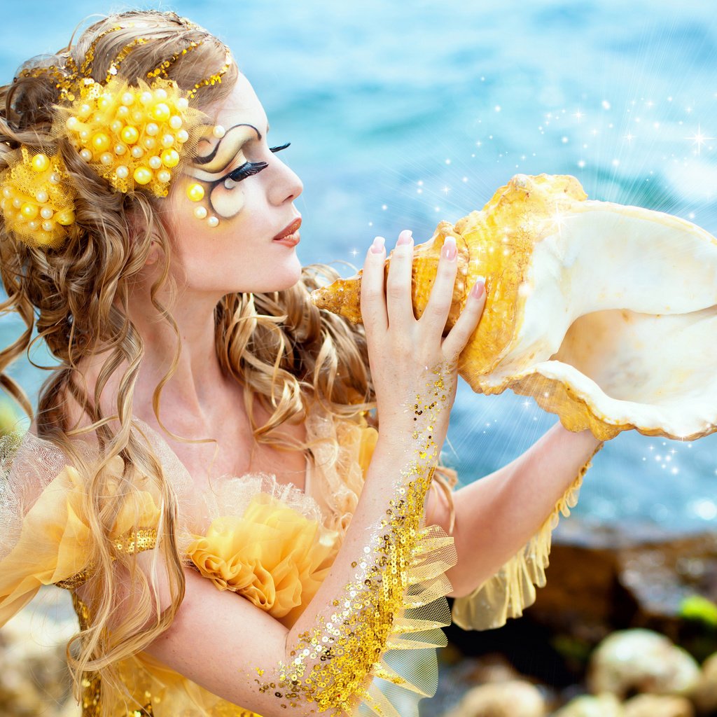 Обои девушка, ракушка, русалка, girl, shell, mermaid разрешение 3000x2660 Загрузить
