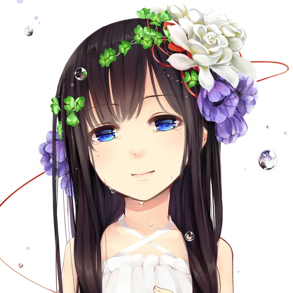 Обои цветы, девочка, венок, слезы, flowers, girl, wreath, tears разрешение 1920x1200 Загрузить