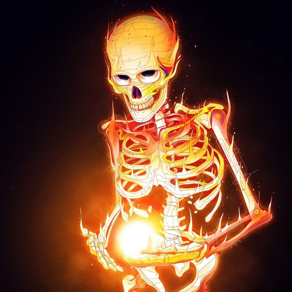 Обои пламя, огонь, череп, скелет, m., flame, fire, skull, skeleton разрешение 1920x1200 Загрузить