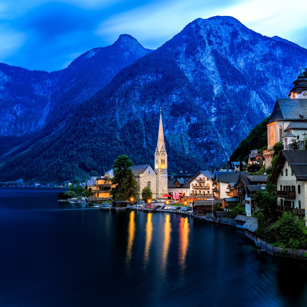 Австрия Халльштатт горы озеро Lake Hallstatt Альпы