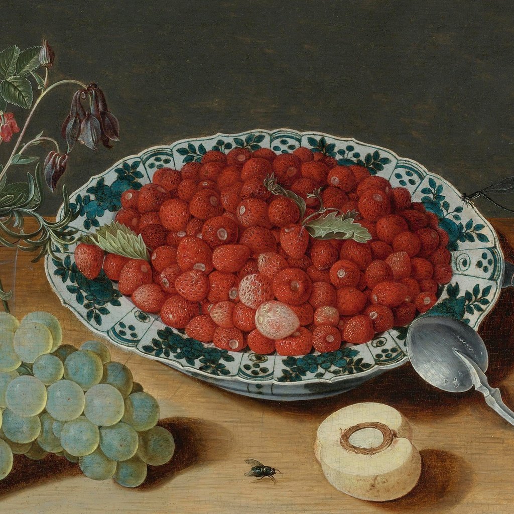 Обои цветы, арт, виноград, земляника, натюрморт, isaak soreau, flowers, art, grapes, strawberries, still life разрешение 3840x2400 Загрузить