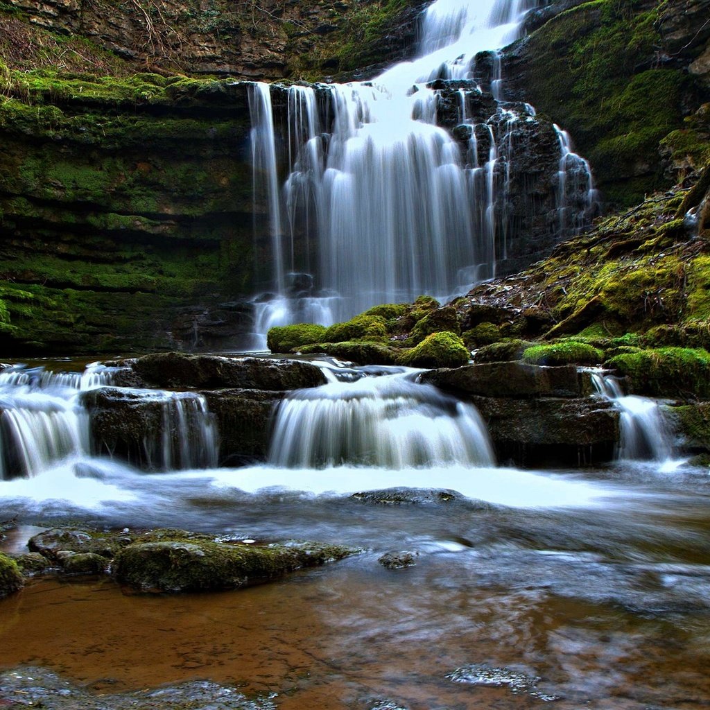 Обои водопад, англия, каскад, северный йоркшир, yorkshire dales, йоркшир-дейлс, scaleber force falls, scaleber force, waterfall, england, cascade, north yorkshire, the yorkshire dales разрешение 2048x1293 Загрузить