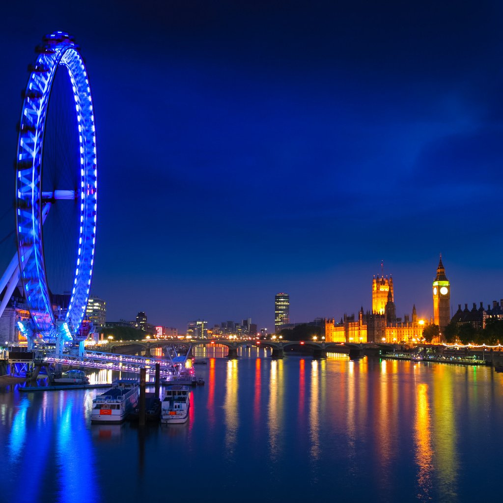 Обои ночь, фонари, огни, отражение, лондон, темза, англия, колесо, night, lights, reflection, london, thames, england, wheel разрешение 2048x1369 Загрузить