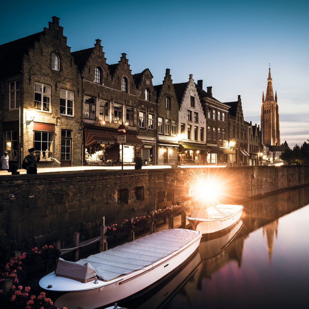 Обои вечер, сумерки, бельгия, западная фландрия, брюгге, the evening, twilight, belgium, west-flanders, bruges разрешение 1920x1200 Загрузить