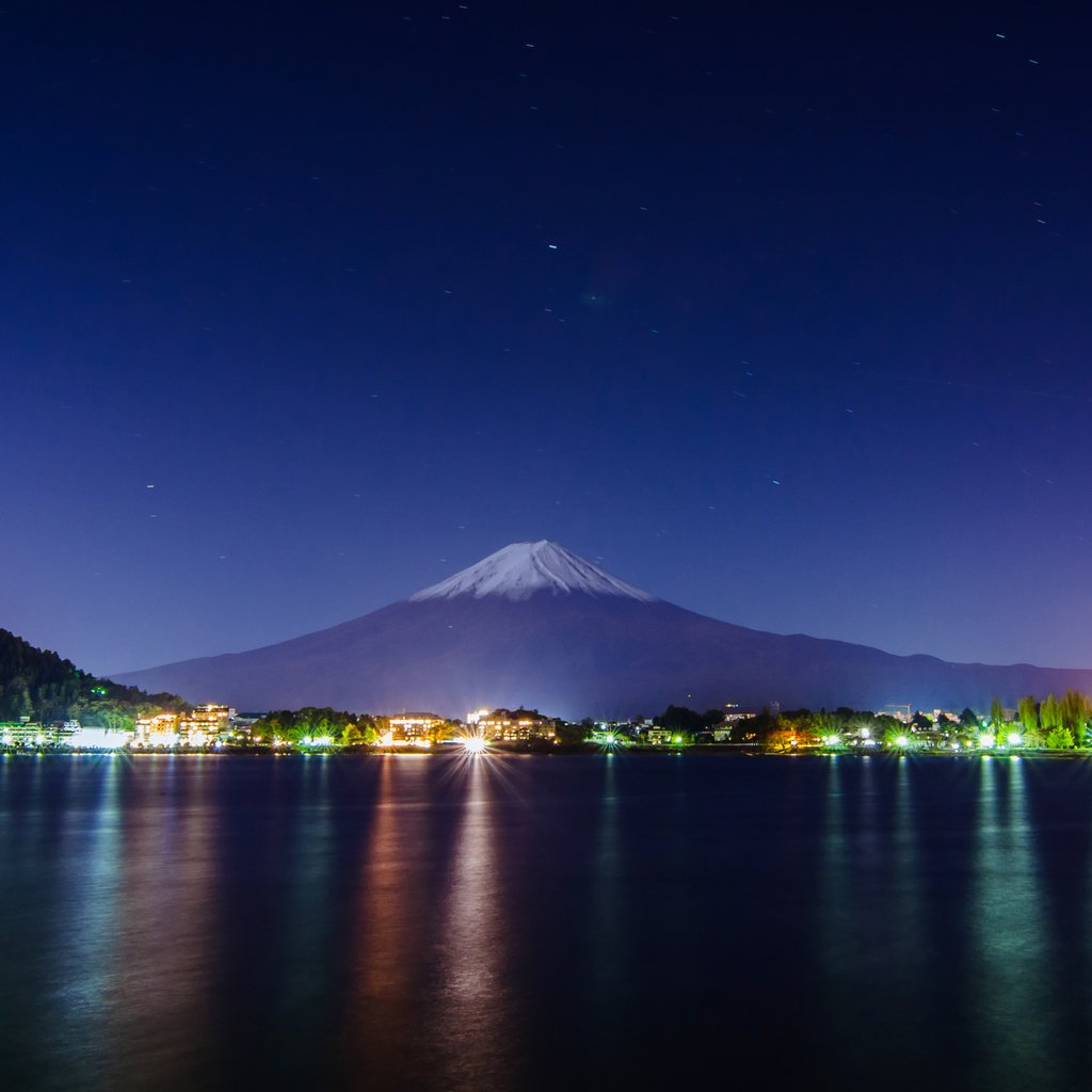 Обои ночь, огни, япония, токио, фудзияма, night, lights, japan, tokyo, fuji разрешение 2880x1800 Загрузить