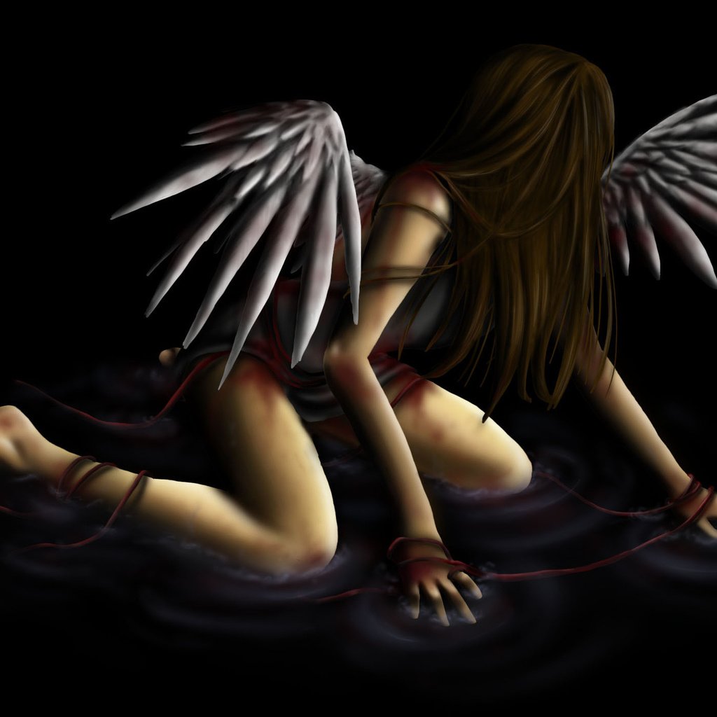 Обои вода, девушка, фантастика, крылья, ангел, черный фон, water, girl, fiction, wings, angel, black background разрешение 2310x1403 Загрузить