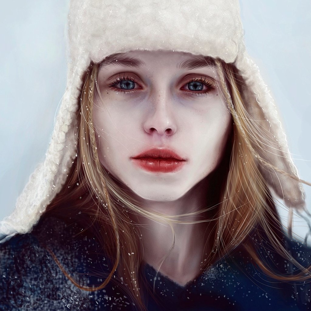 Обои глаза, арт, девушка, портрет, взгляд, лицо, шапка, elena sai, eyes, art, girl, portrait, look, face, hat разрешение 1920x1613 Загрузить