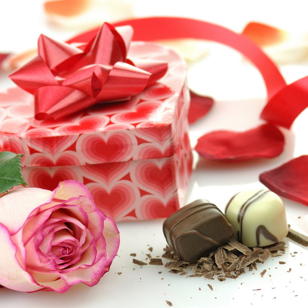 Обои роза, лента, шоколад, коробка, rose, tape, chocolate, box разрешение 1920x1200 Загрузить