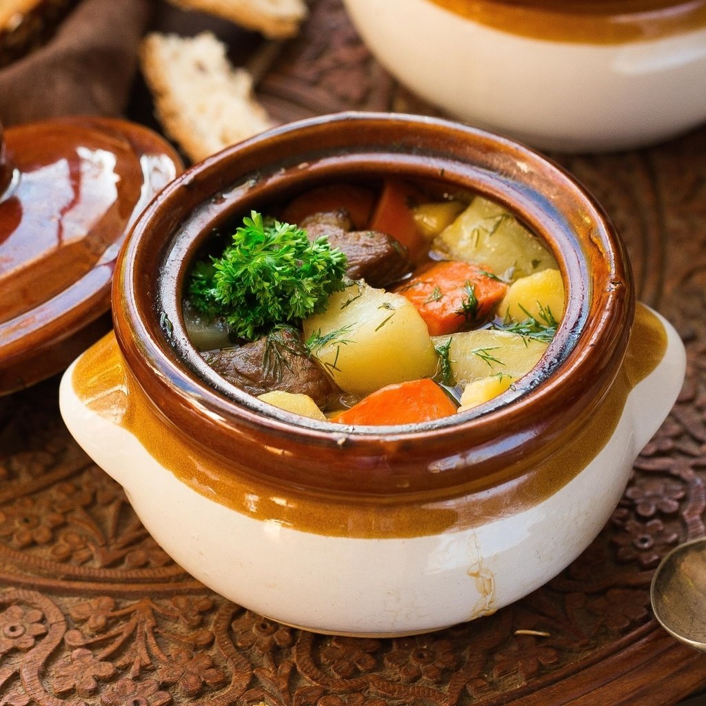 Обои овощи, жаркое, горшочек, vegetables, hot, pot разрешение 1920x1200 Загрузить