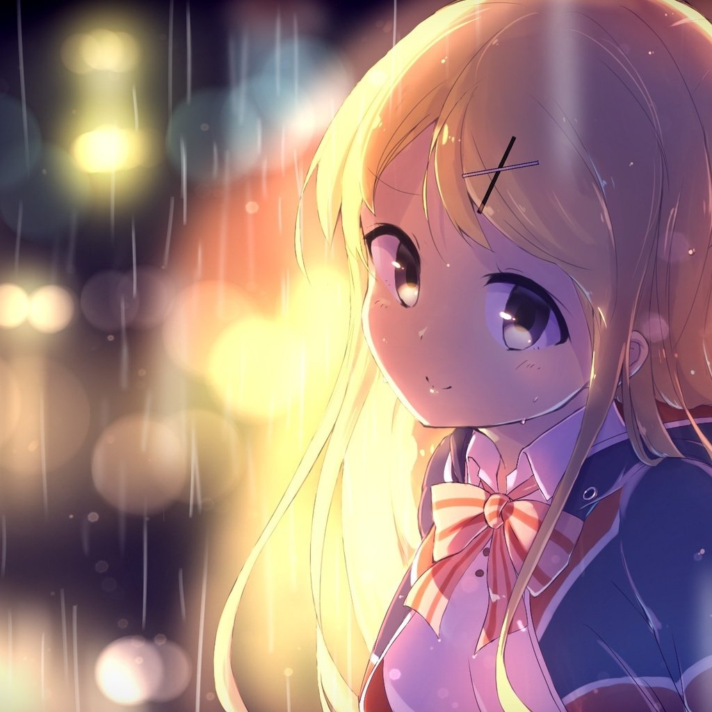 Обои арт, девушка, улыбка, аниме, дождь, nitro, mugityaoisii, kiniro mosaic, kujou karen, art, girl, smile, anime, rain разрешение 2200x1198 Загрузить