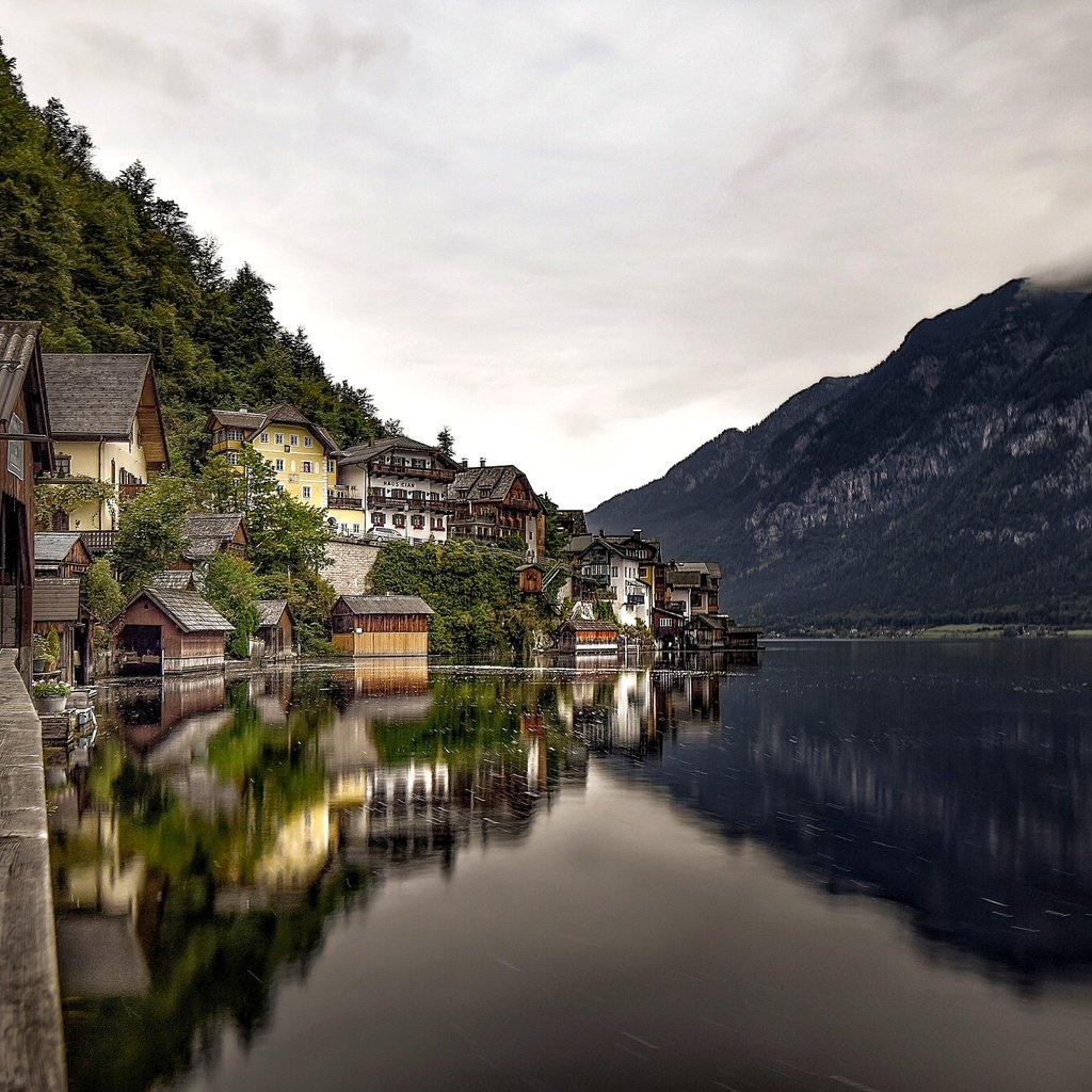 Австрия Халльштатт горы озеро Lake Hallstatt Альпы