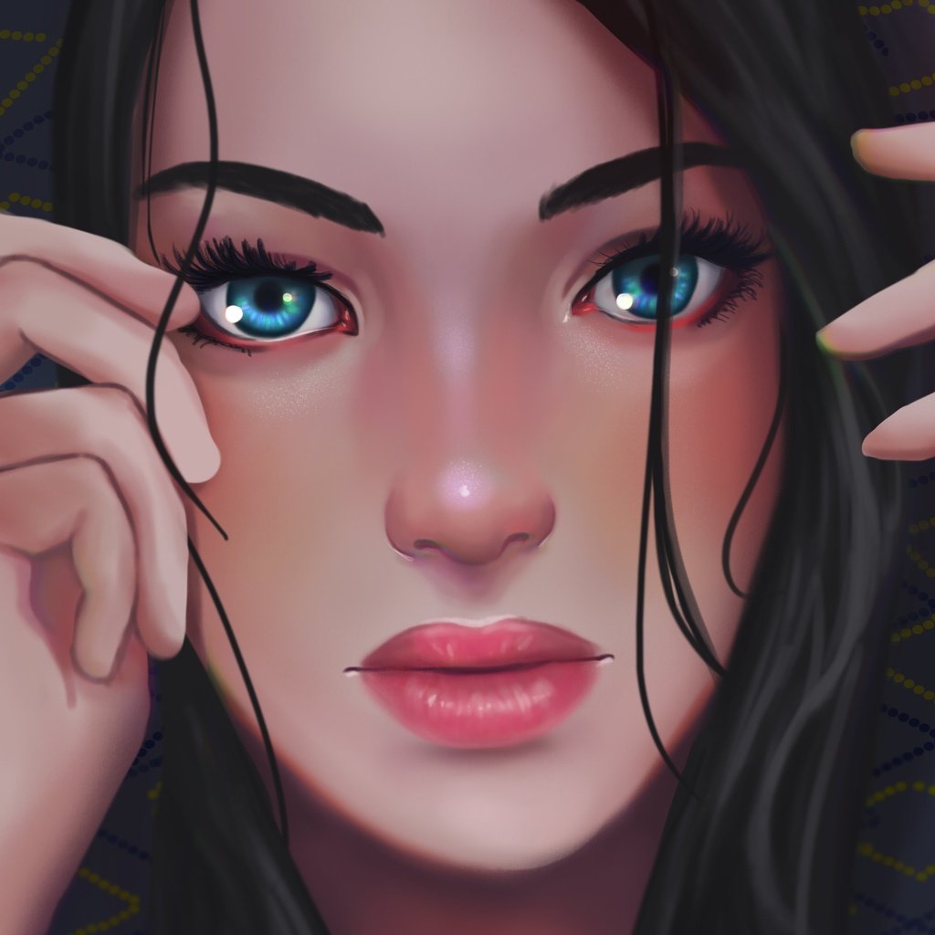 Обои глаза, арт, девушка, взгляд, волосы, лицо, руки, капюшон, eyes, art, girl, look, hair, face, hands, hood разрешение 4891x2855 Загрузить