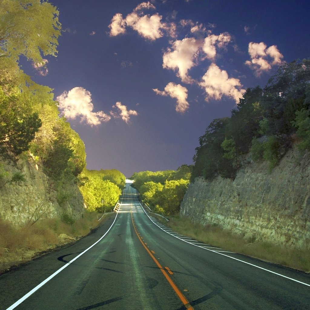 Обои облака, деревья, природа, шоссе, clouds, trees, nature, highway разрешение 2560x1600 Загрузить