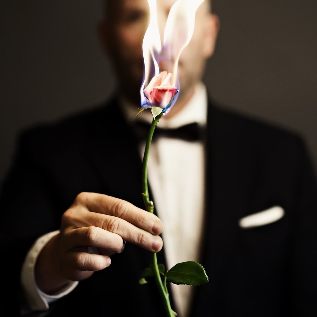 Обои роза, огонь, человек, rose, fire, people разрешение 2048x1152 Загрузить