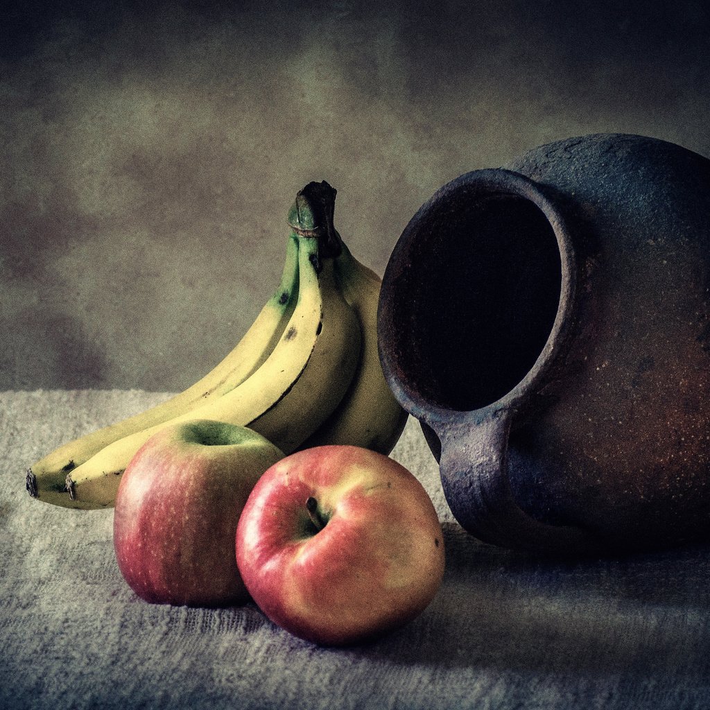 Обои фрукты, яблоки, кувшин, бананы, натюрморт, fruit, apples, pitcher, bananas, still life разрешение 4299x2746 Загрузить