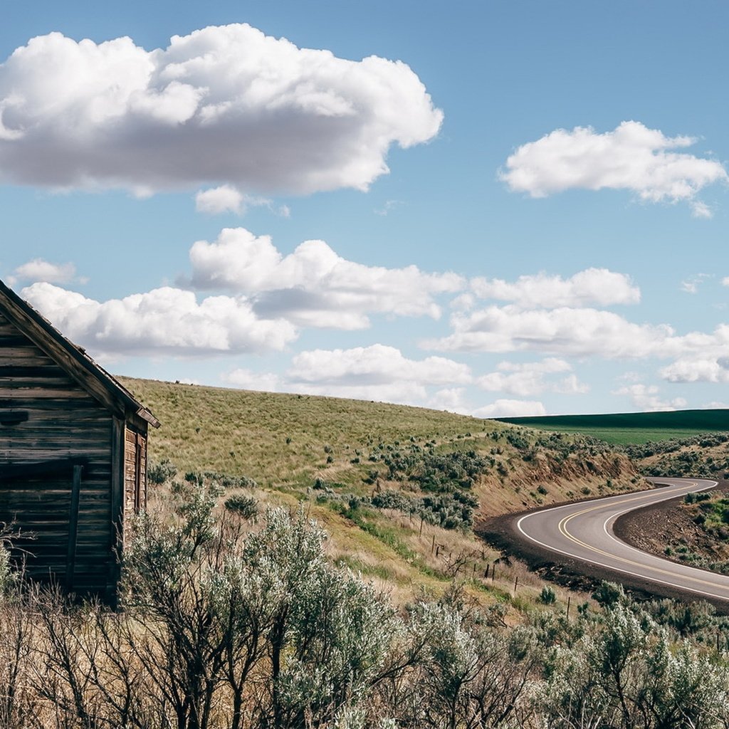 Обои дорога, поле, дом, road, field, house разрешение 1920x1080 Загрузить