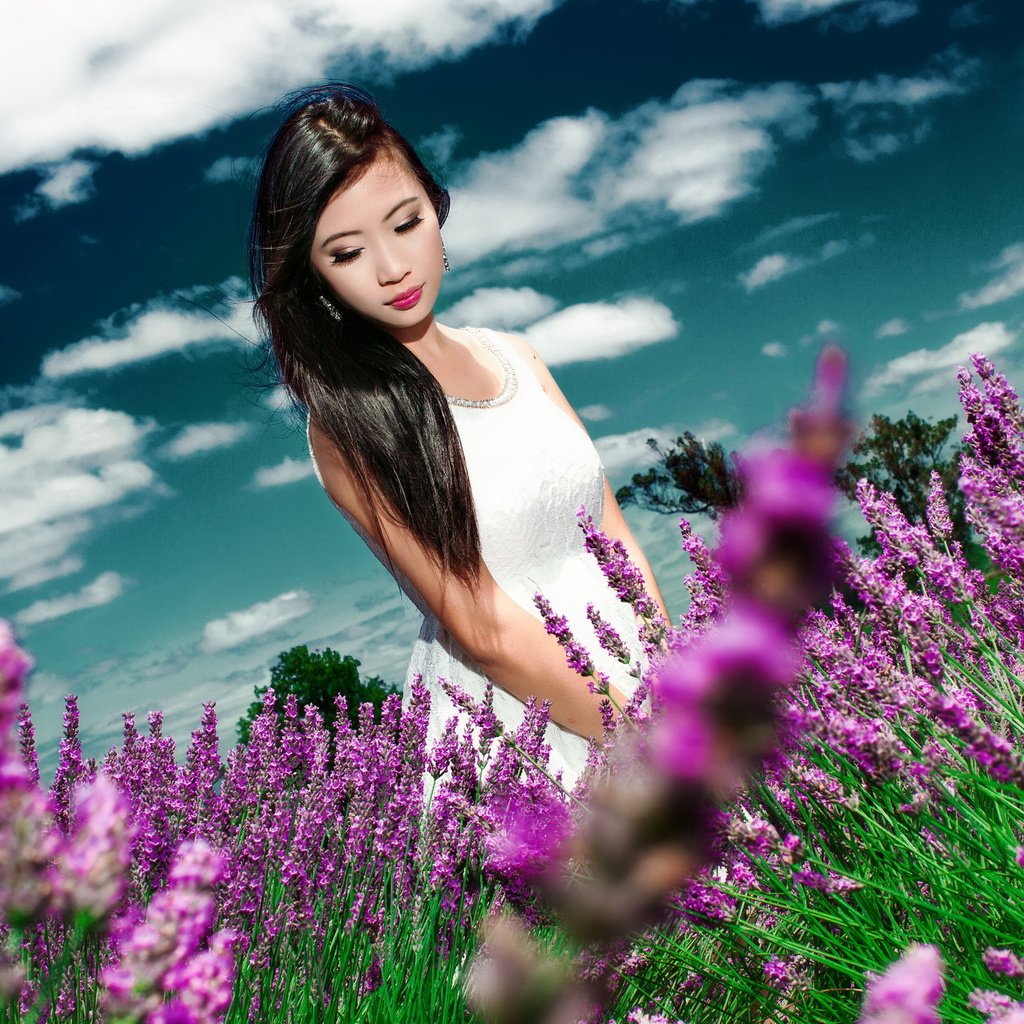 Обои цветы, девушка, лето, волосы, азиатка, flowers, girl, summer, hair, asian разрешение 2560x1440 Загрузить