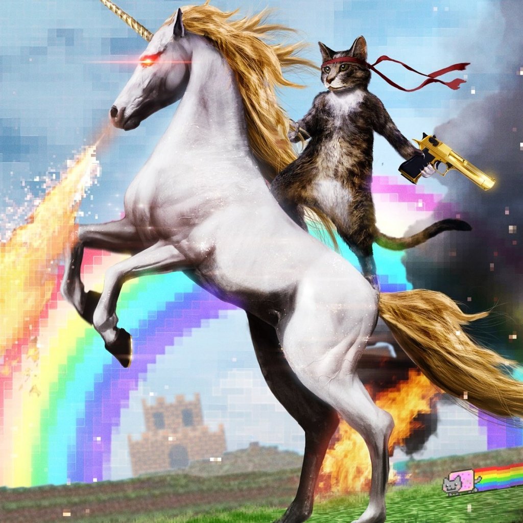 Обои единорог, кот в сапогах, unicorn, puss in boots разрешение 2560x1440 Загрузить