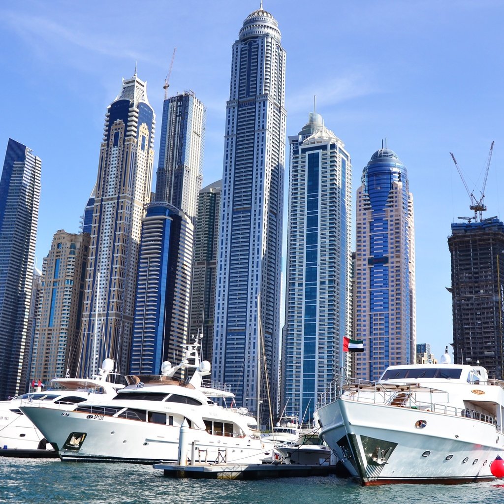 Обои яхты, небоскребы, порт, дубаи, высотки, дубай, harbor, yachts, skyscrapers, port, dubai разрешение 3840x2160 Загрузить