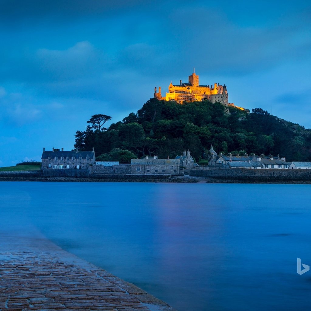 Обои ночь, замок, франция, bing, мон сен-мишель, night, castle, france, mont saint-michel разрешение 1920x1200 Загрузить