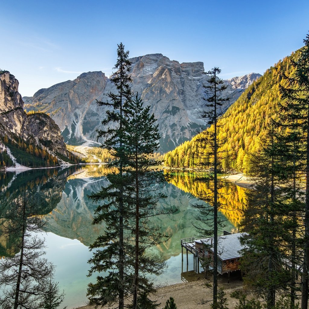 Обои деревья, озеро, горы, осень, альпы, trees, lake, mountains, autumn, alps разрешение 2048x1366 Загрузить