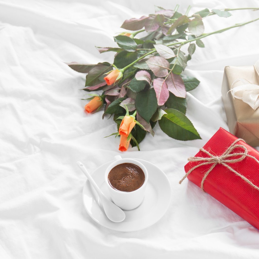 Обои розы, кофе, завтрак, подарок, романтик, роз, влюбленная, valentine`s day, roses, coffee, breakfast, gift, romantic, love, valentine's day разрешение 4752x3168 Загрузить