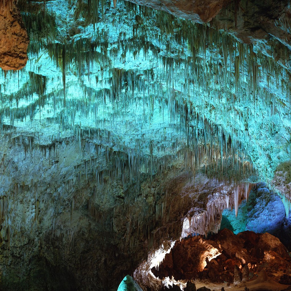 Обои сша, пещера, нью-мексико, карлсбадские пещеры, carlsbad cavern, сталактиты, usa, cave, new mexico, carlsbad caverns, stalactites разрешение 1920x1080 Загрузить