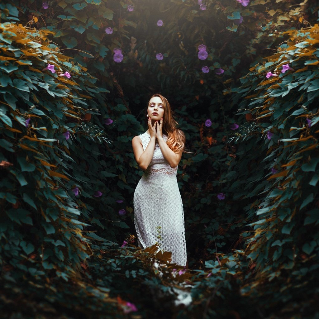 Обои цветы, природа, девушка, платье, ronny garcia, flowers, nature, girl, dress разрешение 2048x1417 Загрузить