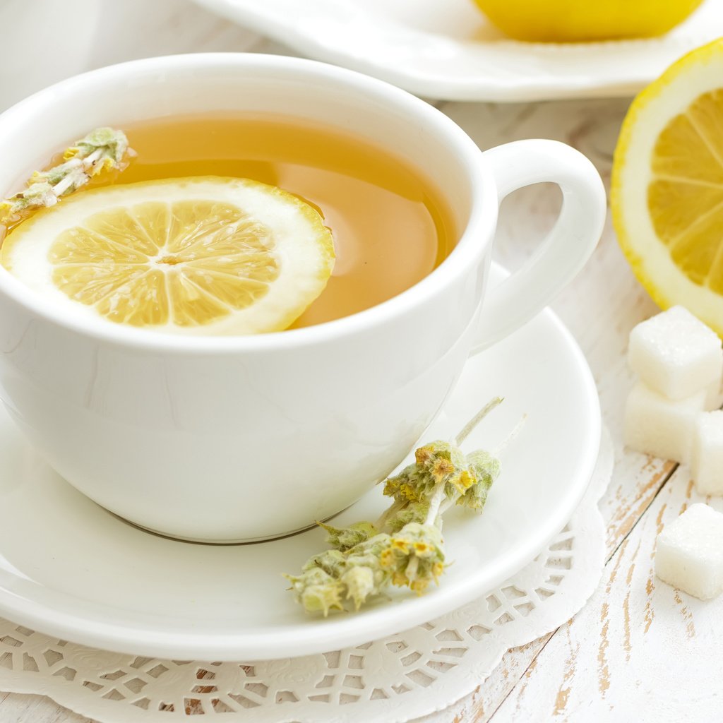 Обои лимон, кружка, блюдце, чай, сахар, lemon, mug, saucer, tea, sugar разрешение 2560x1600 Загрузить