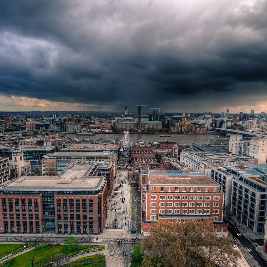 Обои небо, облака, лондон, вид сверху, город, дома, англия, the sky, clouds, london, the view from the top, the city, home, england разрешение 2560x1600 Загрузить