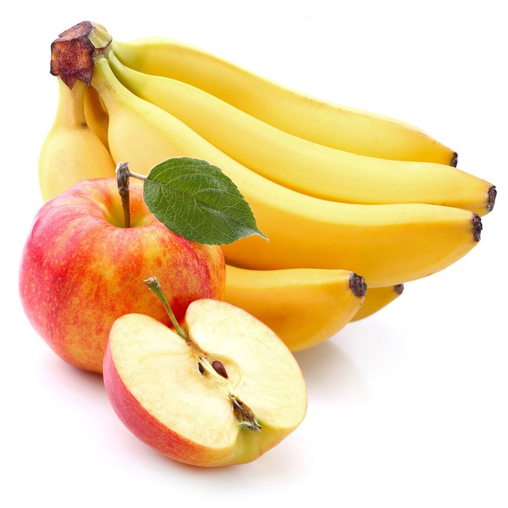 Обои фрукты, яблоки, белый фон, бананы, fruit, apples, white background, bananas разрешение 3200x2000 Загрузить