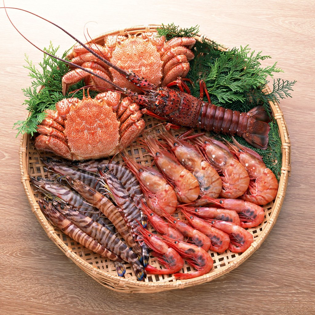 Обои крабы, суши, морепродукты, креветки, омар, crabs, sushi, seafood, shrimp, omar разрешение 2950x2094 Загрузить