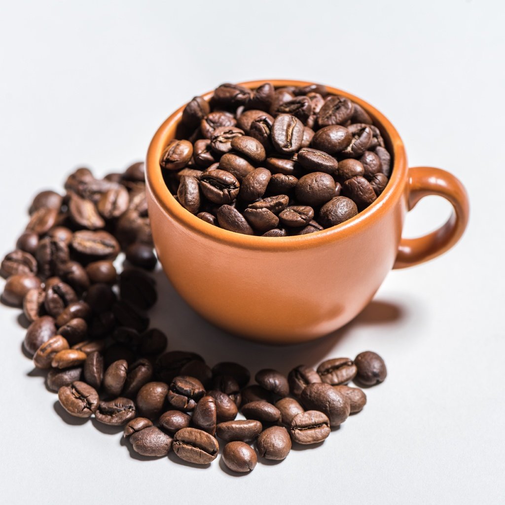 Обои зерна, кофе, чашка, кофейные зерна, grain, coffee, cup, coffee beans разрешение 7360x4912 Загрузить
