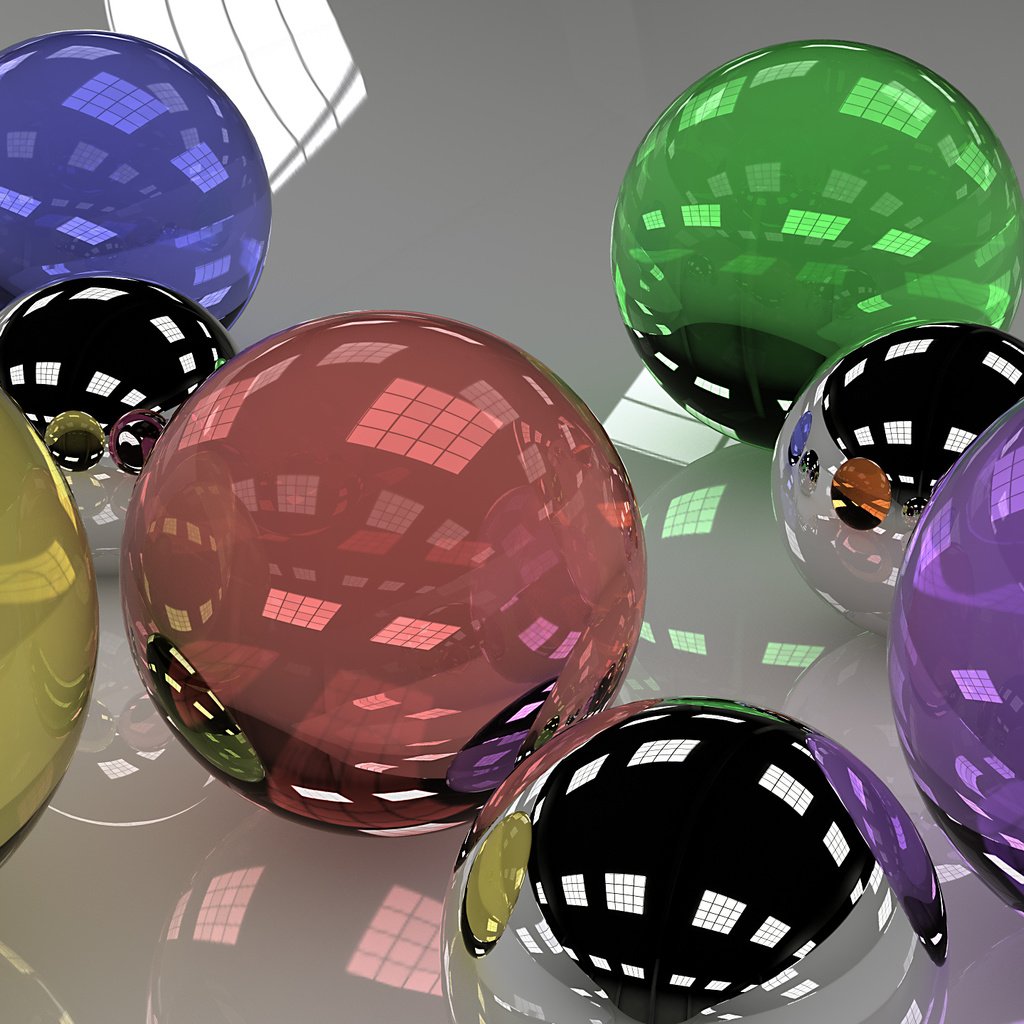 Обои шары, отражение, разноцветные, шарики, стекло, цветные, 3д, balls, reflection, colorful, glass, colored, 3d разрешение 2560x1440 Загрузить
