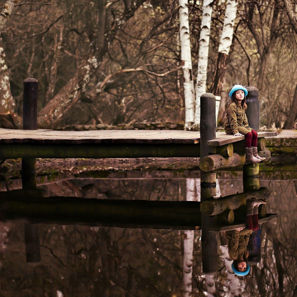 Обои озеро, мостик, отражение, девочка, lake, the bridge, reflection, girl разрешение 2048x1515 Загрузить