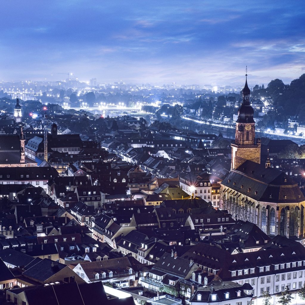 Обои ночь, огни, германия, хайдельберг, старинный город, night, lights, germany, heidelberg, the ancient city разрешение 2560x1600 Загрузить