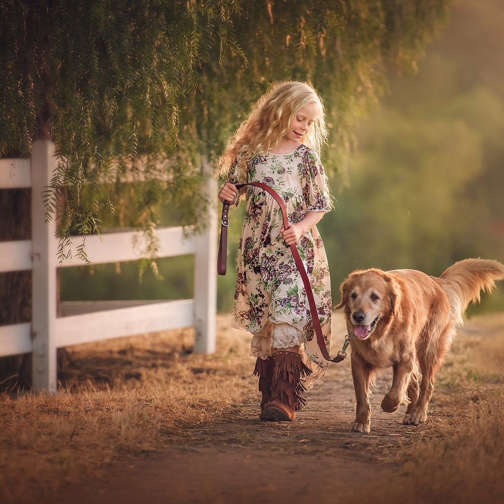 Обои собака, дети, девочка, волосы, лицо, золотистый ретривер, edie layland, country girl with dog, dog, children, girl, hair, face, golden retriever разрешение 2048x1367 Загрузить