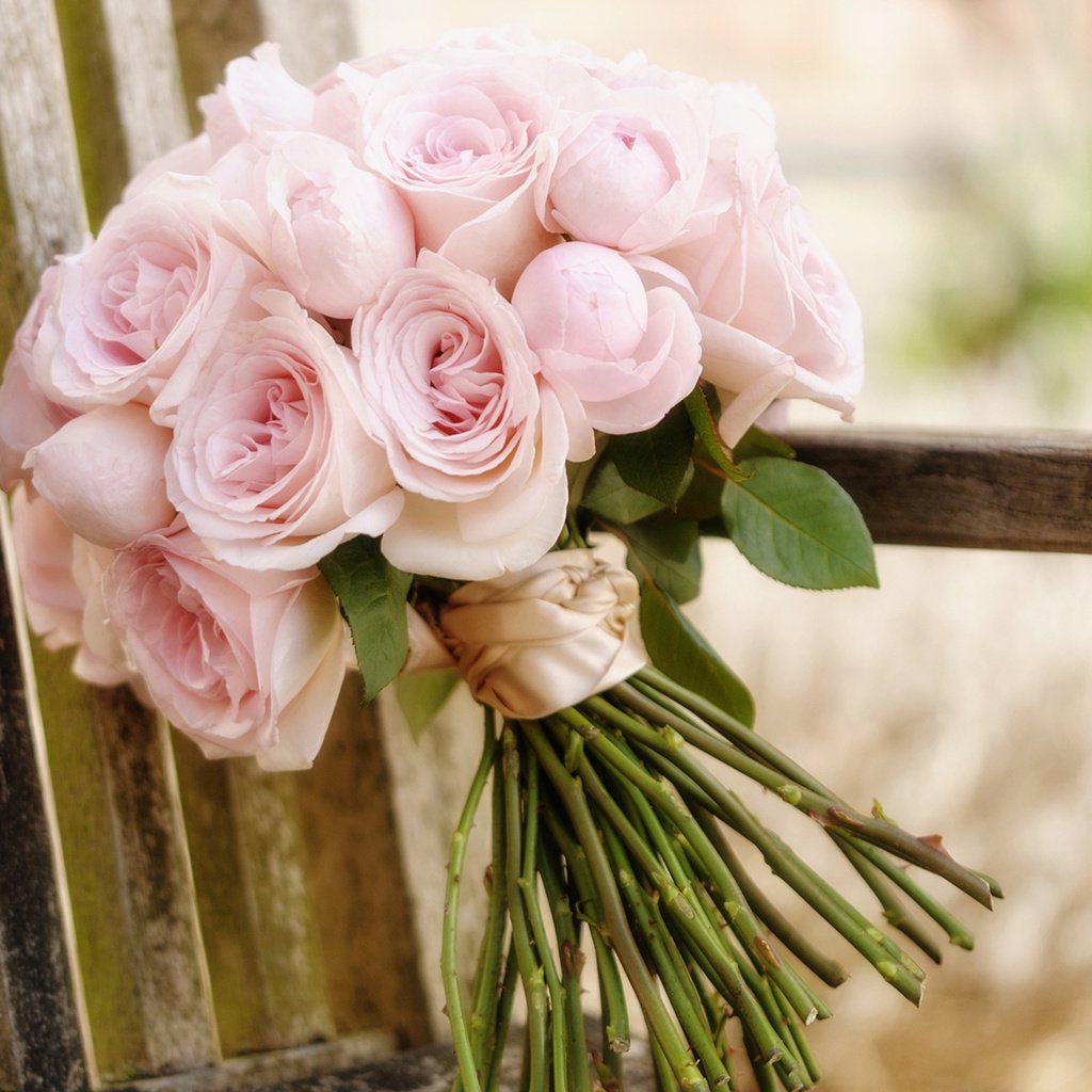 Цветы Деревенские букет розы нежно розовый