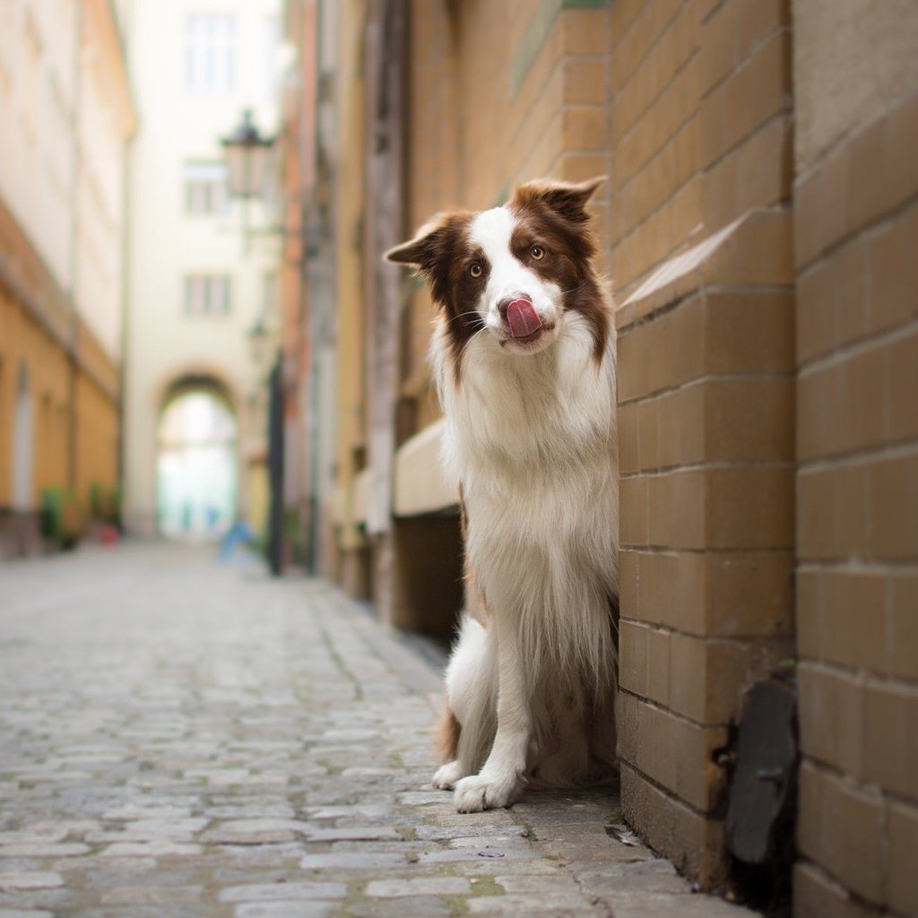 Обои мордочка, взгляд, стена, собака, улица, бордер-колли, muzzle, look, wall, dog, street, the border collie разрешение 1925x1198 Загрузить