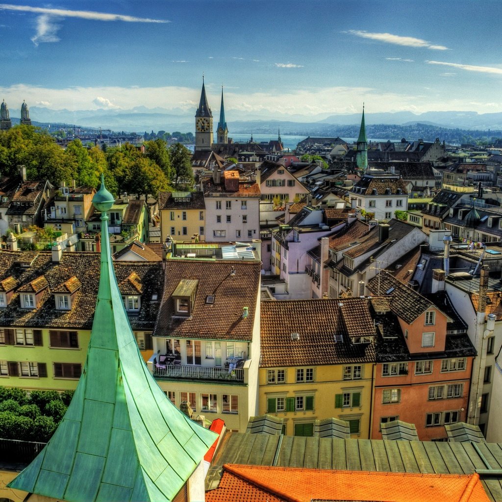 Обои панорама, город, швейцария, здания, цюрих, panorama, the city, switzerland, building, zurich разрешение 2238x1600 Загрузить