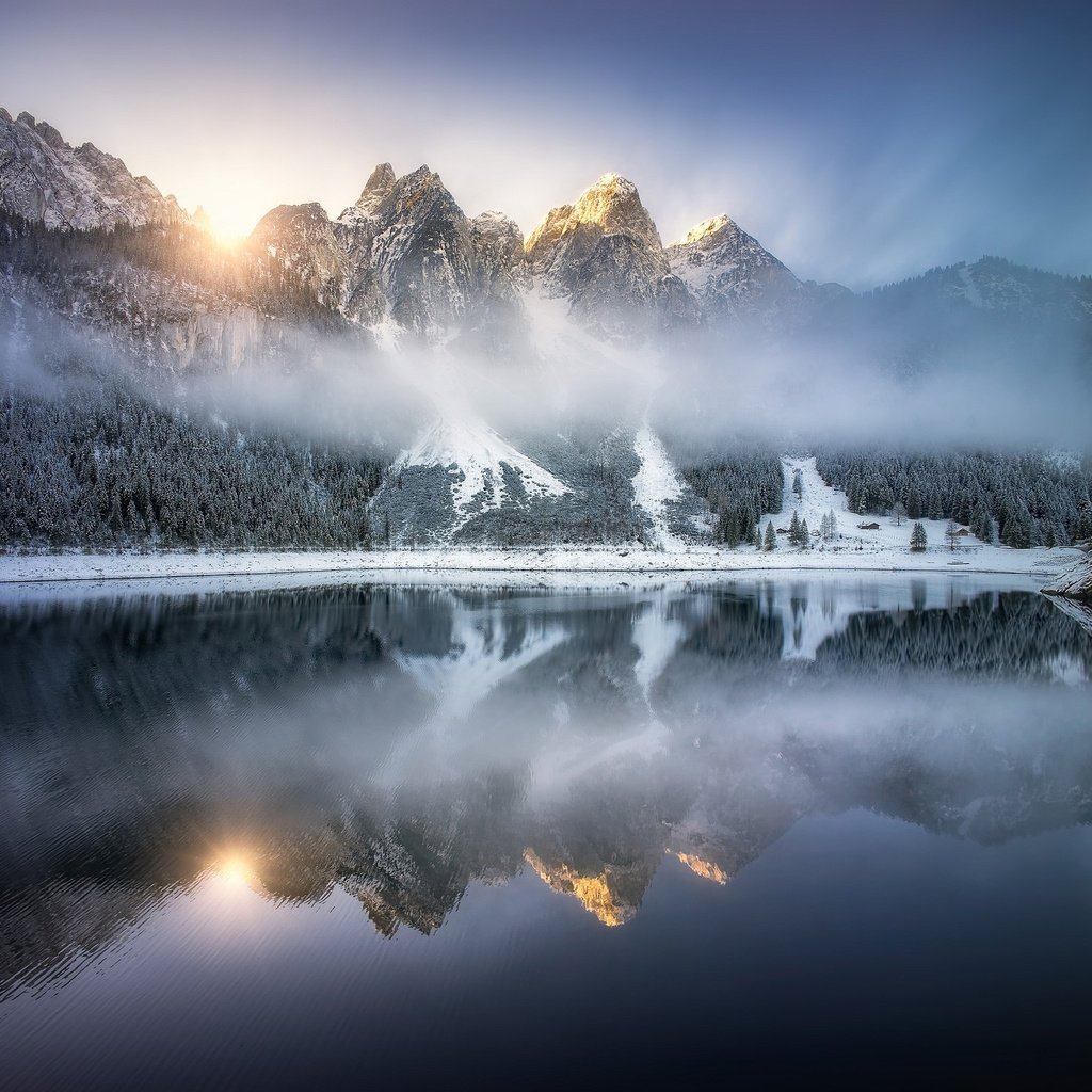 Обои озеро, горы, отражение, австрия, альпы, gosauseen, озеро гозаузее, lake, mountains, reflection, austria, alps, gosausee lake разрешение 2048x1466 Загрузить