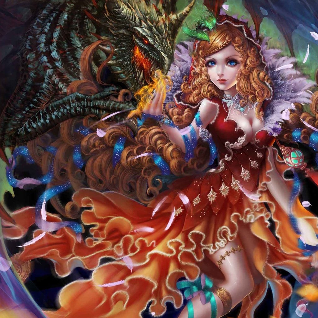 Обои арт, девушка, дракон, фэнтези, art, girl, dragon, fantasy разрешение 1920x1200 Загрузить