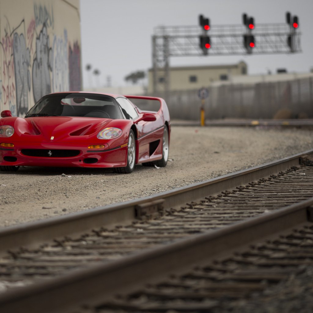 Обои железная дорога, рельсы, феррари, ferrari f50, railroad, rails, ferrari разрешение 4000x2667 Загрузить